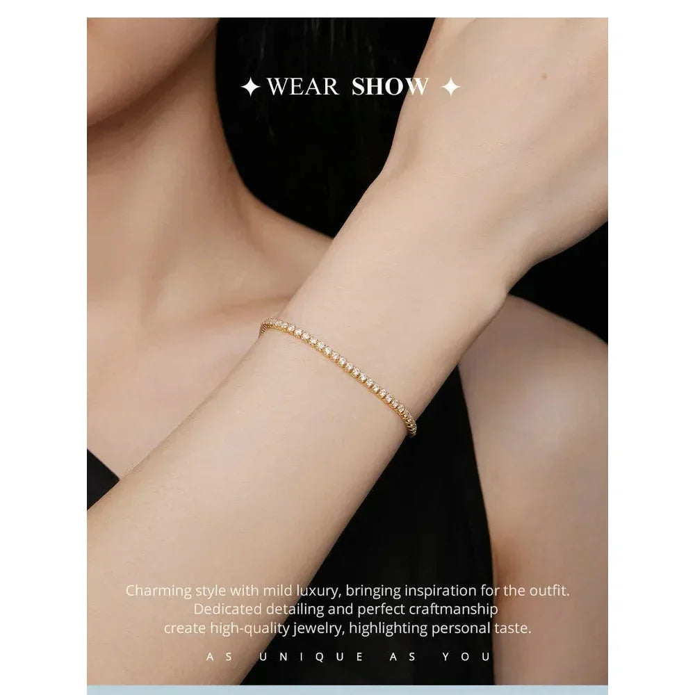 Bracelet de tennis en argent sterling 925 et zircone cubique