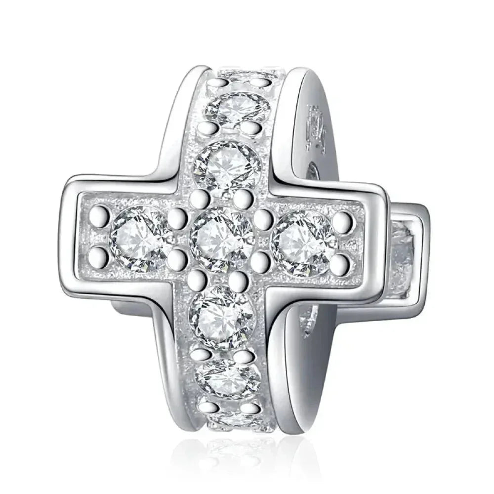 Breloques en argent sterling 925 avec cristaux 5A transparents en forme de cœur et de X pour bracelet et pendentif de collier
