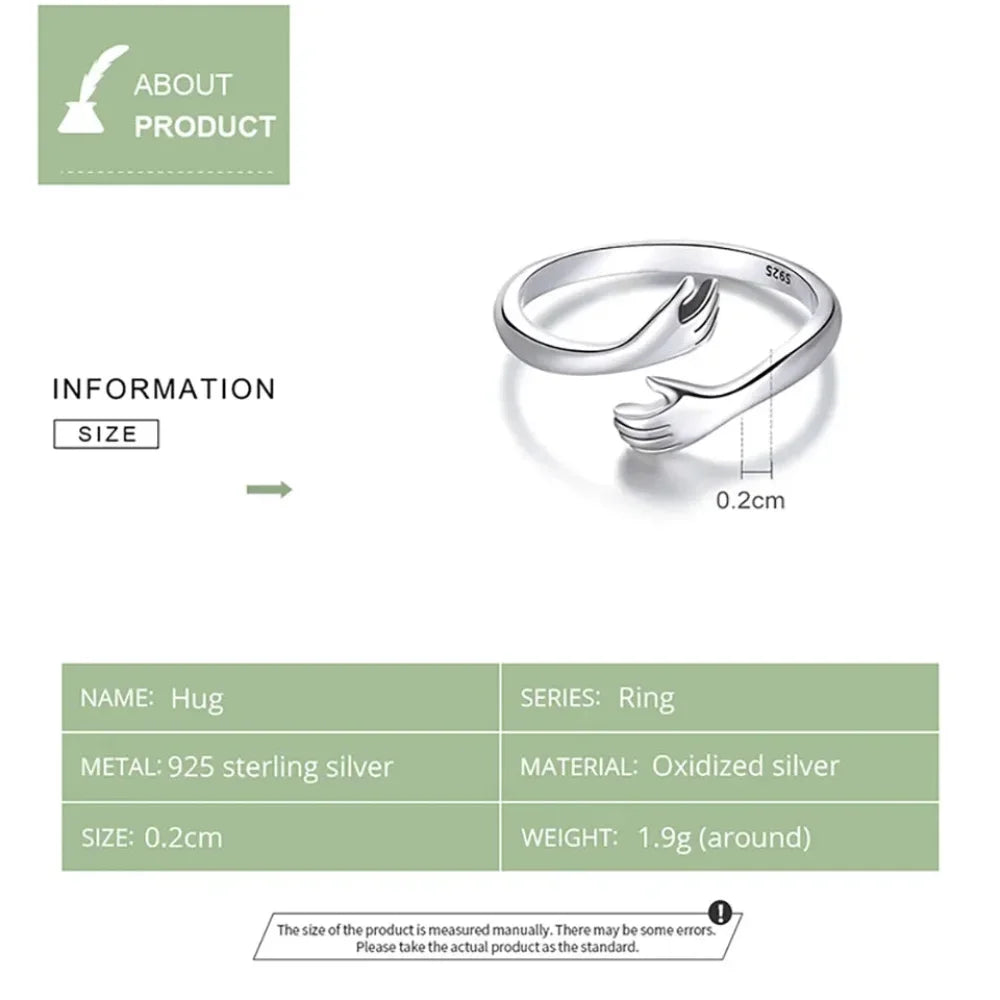 Bague Étreinte en Argent Sterling (Ajustable)
