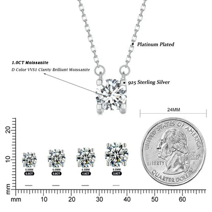 Collier Pendentif Moissanite 1 carat en Argent Sterling Éclatant