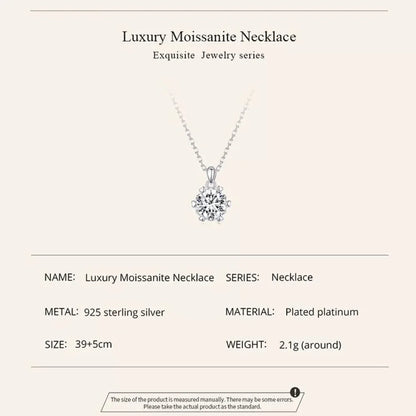 Superbe Collier Pendentif Moissanite 1 Carat | Argent Sterling 925 | Bijoux Fins de Mariage et de Mariée