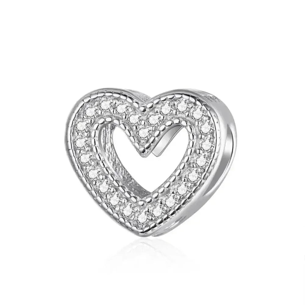 Breloques en argent sterling 925 avec cristaux 5A transparents en forme de cœur et de X pour bracelet et pendentif de collier