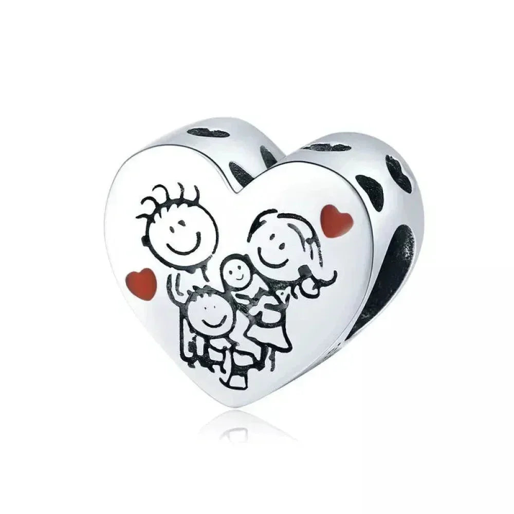Breloque en argent sterling 925 amour maternel, pendentif pieds de bébé touchants pour bracelet