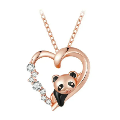 Collier Panda Bébé en Argent Sterling 925 avec Cristal | Pendentif Animal Mignon en Émail Chaîne Maillon | Cadeau pour Femme - 17.71'' Scn453