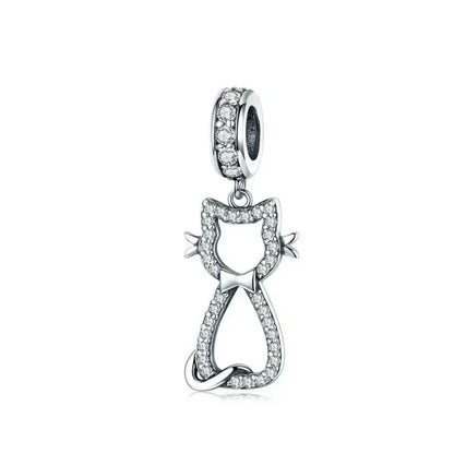 Breloques en argent sterling 925 avec cristaux 5A transparents en forme de cœur et de X pour bracelet et pendentif de collier