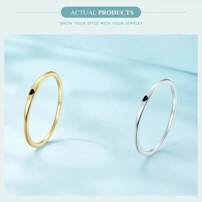 Bague de mariage en argent sterling 925 en forme de cœur – Symbole d'amour, bague de promesse empilable en 2 couleurs (taille 5-10)