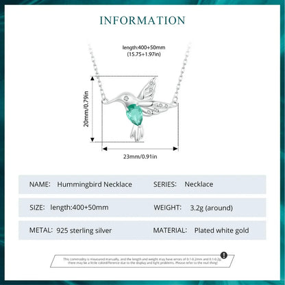 Collier élégant avec pendentif colibri en argent sterling
