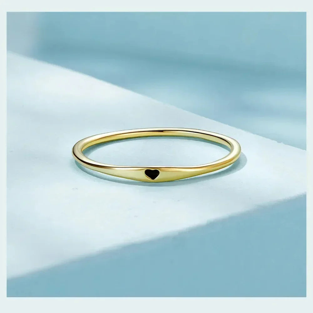 Bague de mariage en argent sterling 925 en forme de cœur – Symbole d'amour, bague de promesse empilable en 2 couleurs (taille 5-10)