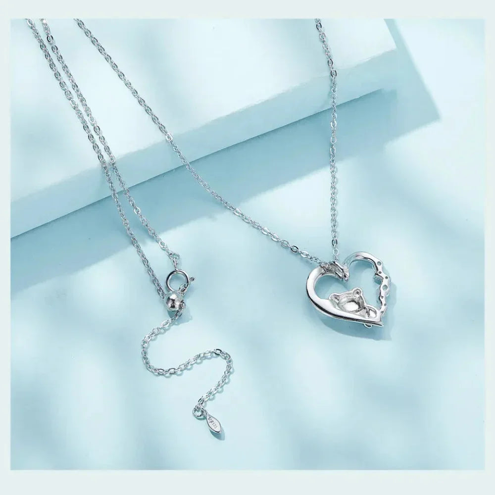 Collier Panda Bébé en Argent Sterling 925 avec Cristal | Pendentif Animal Mignon en Émail Chaîne Maillon | Cadeau pour Femme - 17.71'' Scn453