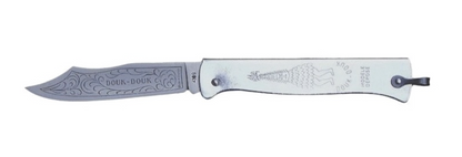 Couteau de Poche Utilitaire Original Douk-Douk 160 mm, Lame en Acier Carbone, Manche Chromé