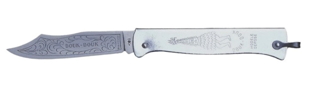 Couteau de poche utilitaire Douk-Douk Original 200 mm, lame en acier au carbone, manche chromé