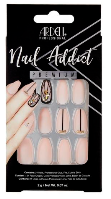 Ardell Nail Addict Ongles à Coller Géométriques Cristaux Roses