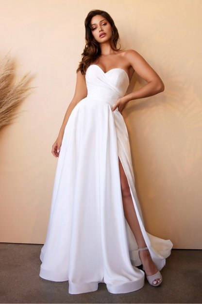 ROBE DE MARIÉE PRINCESSE EN SATIN SANS BRETELLES