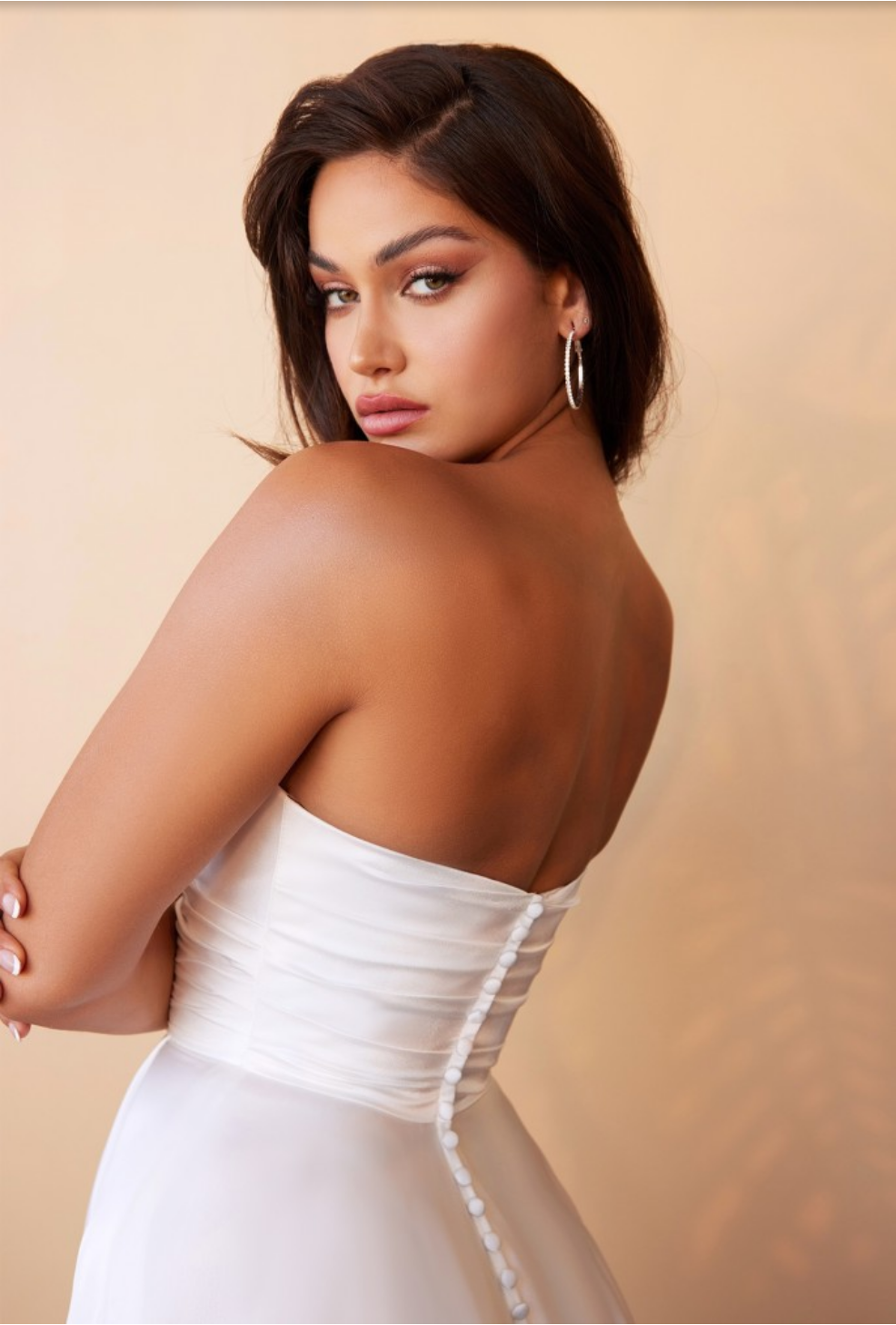 ROBE DE MARIÉE PRINCESSE EN SATIN SANS BRETELLES