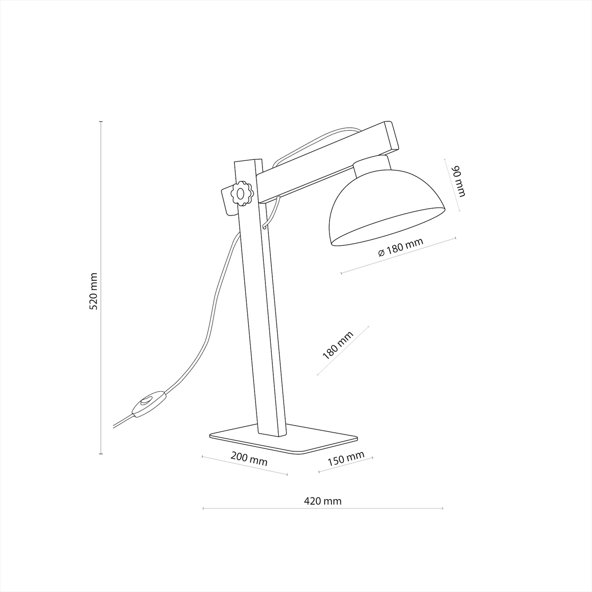 Lampe de chevet scandinave noire OSLO