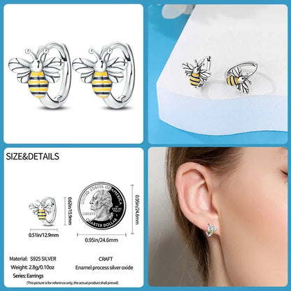 Boucles d'oreilles créoles en argent sterling Dazzling Bee