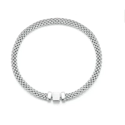 Sterling Silver Braided Square Buckle Bracelet