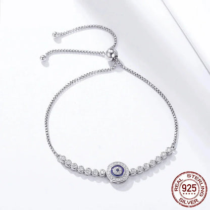 Bracelet tennis œil grec en argent sterling avec zircone cubique – Ajustable