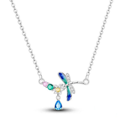 Collier libellule en argent sterling et cristal