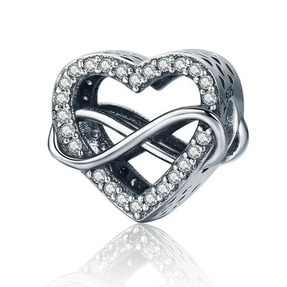 Breloques en argent sterling 925 avec cristaux 5A transparents en forme de cœur et de X pour bracelet et pendentif de collier
