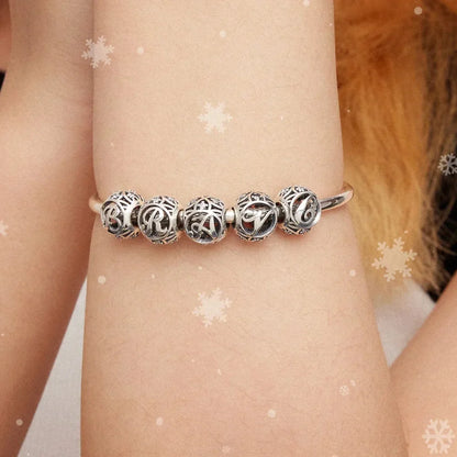 Perle breloque initiale en argent sterling 925