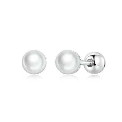 Charme et élégance : clous d'oreilles à vis en argent sterling 925 avec perles
