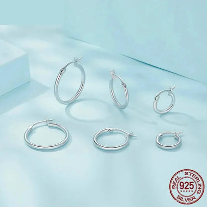 Boucles d'oreilles créoles en argent sterling 925 plaqué or blanc 14 carats | Créoles hypoallergéniques 24 mm