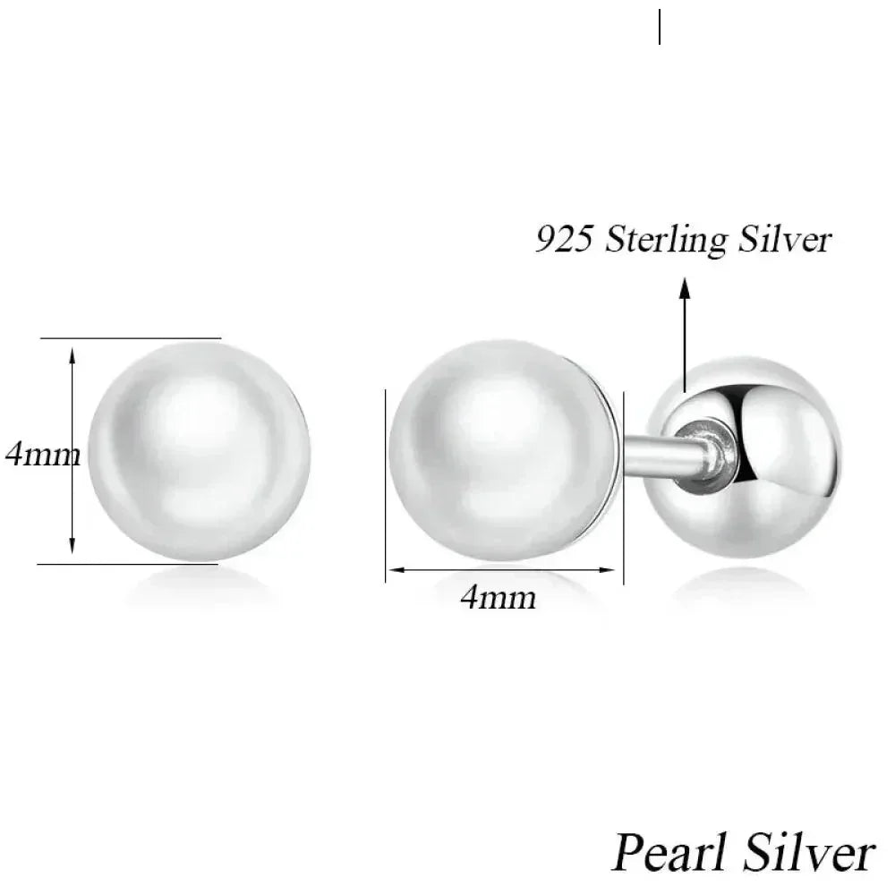 Charme et élégance : clous d'oreilles à vis en argent sterling 925 avec perles