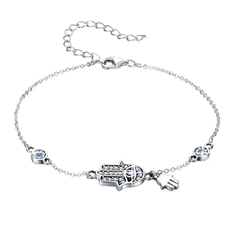 Bracelet breloque mauvais œil bleu en argent sterling – Fermoir mousqueton