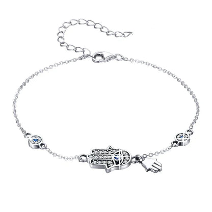 Bracelet breloque mauvais œil bleu en argent sterling – Fermoir mousqueton