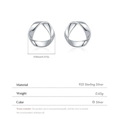 925 Sterling Silver Minimalist Wavy Stud Earrings - Women Fine Jewelry