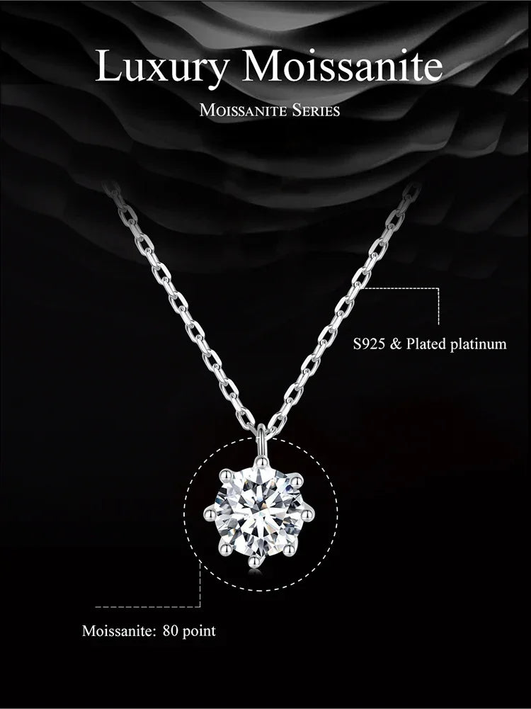 Collier pendentif éblouissant en argent sterling avec moissanite de 0,8 carat