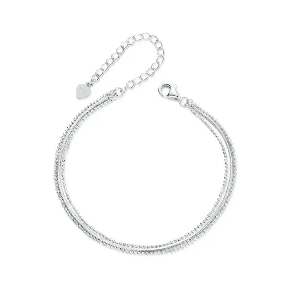 Bracelet triple couche en argent sterling – Plaqué or blanc