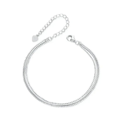 Bracelet triple couche en argent sterling – Plaqué or blanc