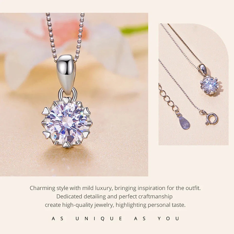 Collier pendentif en argent sterling avec moissanite 1 carat Stellar Shine