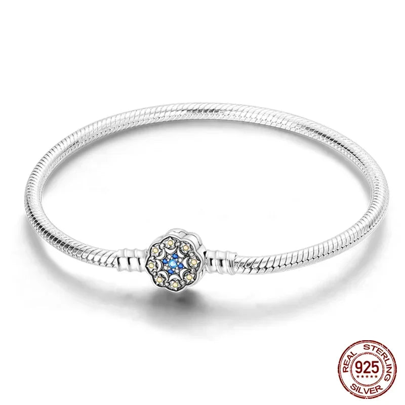 Bracelet jonc flocon de neige en argent sterling avec oxydes de zirconium