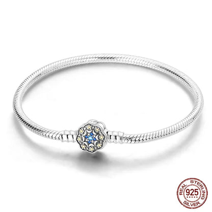 Bracelet jonc flocon de neige en argent sterling avec oxydes de zirconium