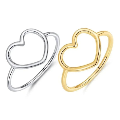 Bague minimale en argent sterling 925 en forme de cœur