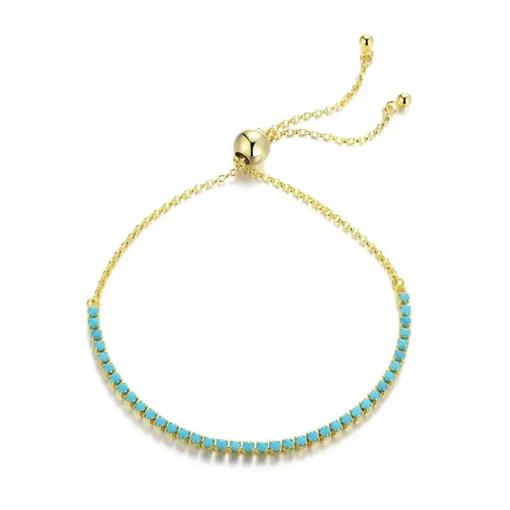 Bracelet de tennis en argent sterling avec oxydes de zirconium – Plaqué or 14K, réglable