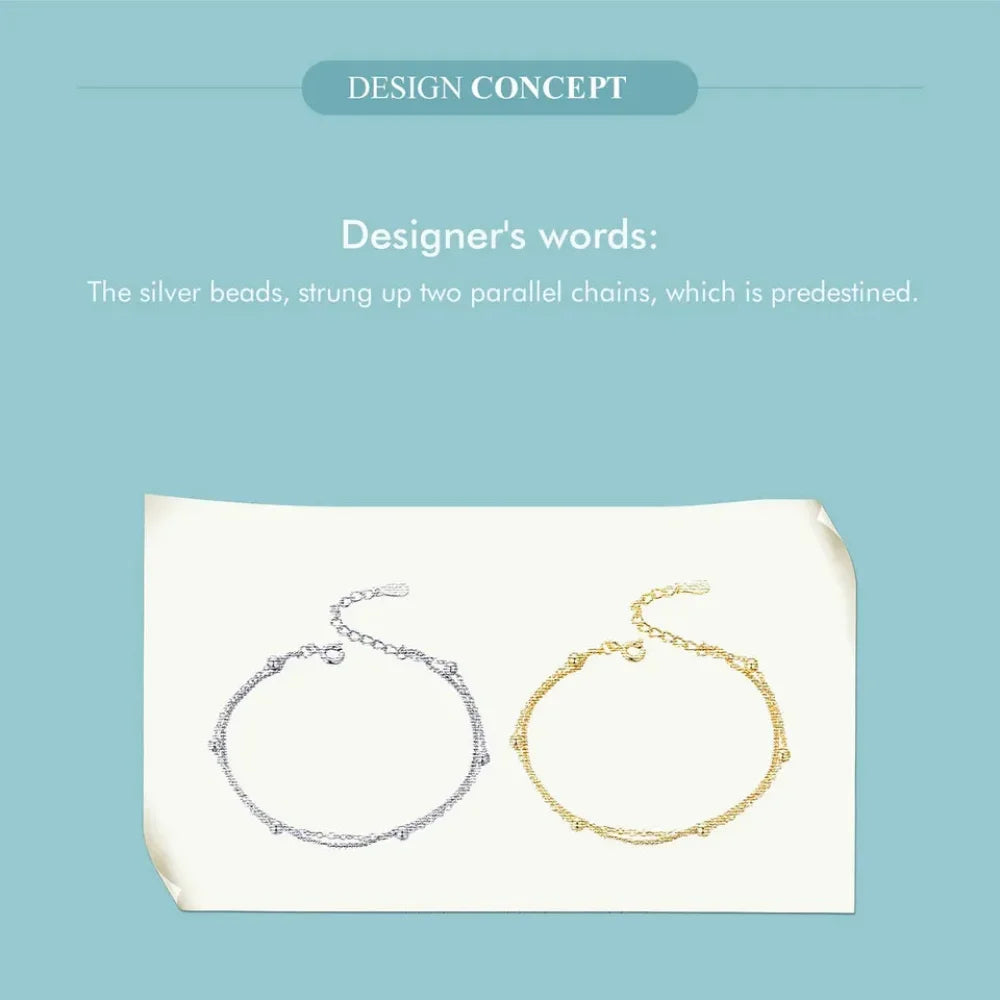 Bracelet à double chaîne en argent sterling 925