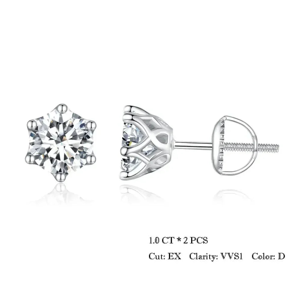 Puces d'oreilles rayonnantes en moissanite | Coupe ronde couleur D, argent 925 plaqué or