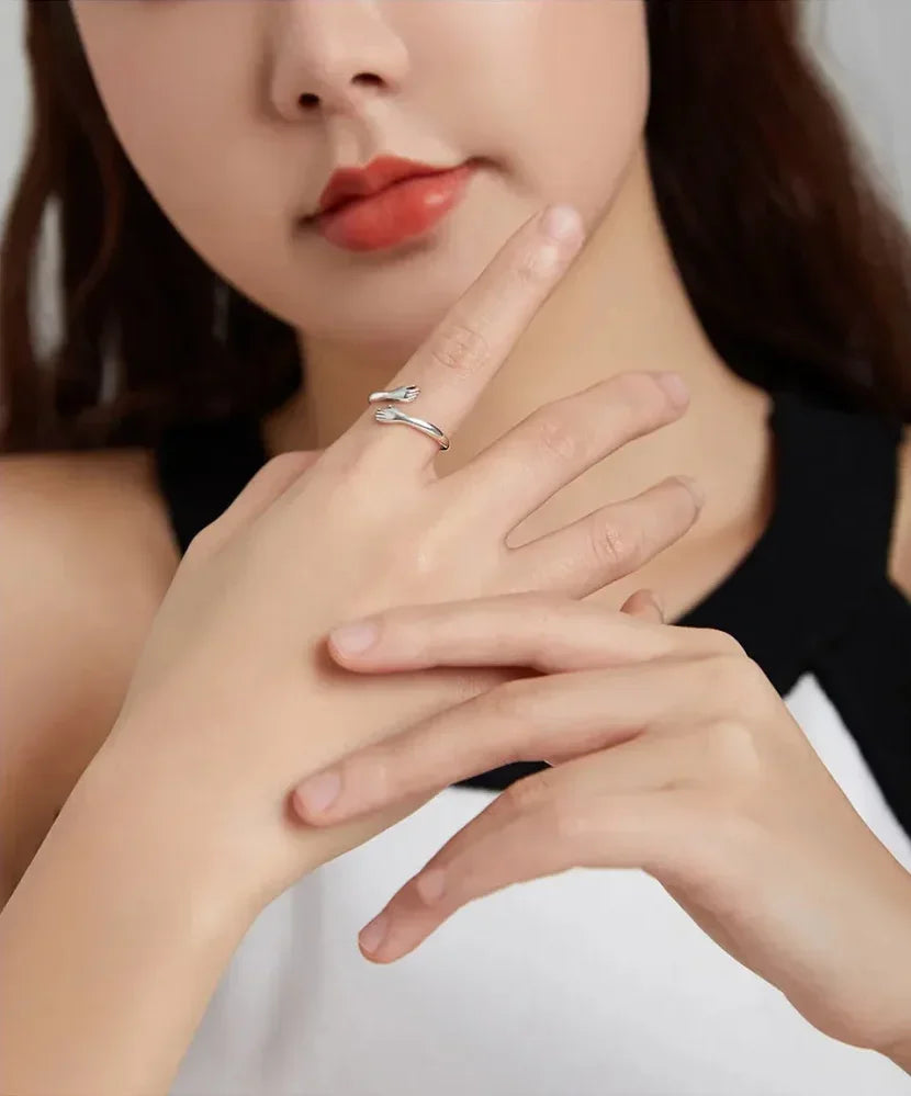 Bague Étreinte en Argent Sterling (Ajustable)