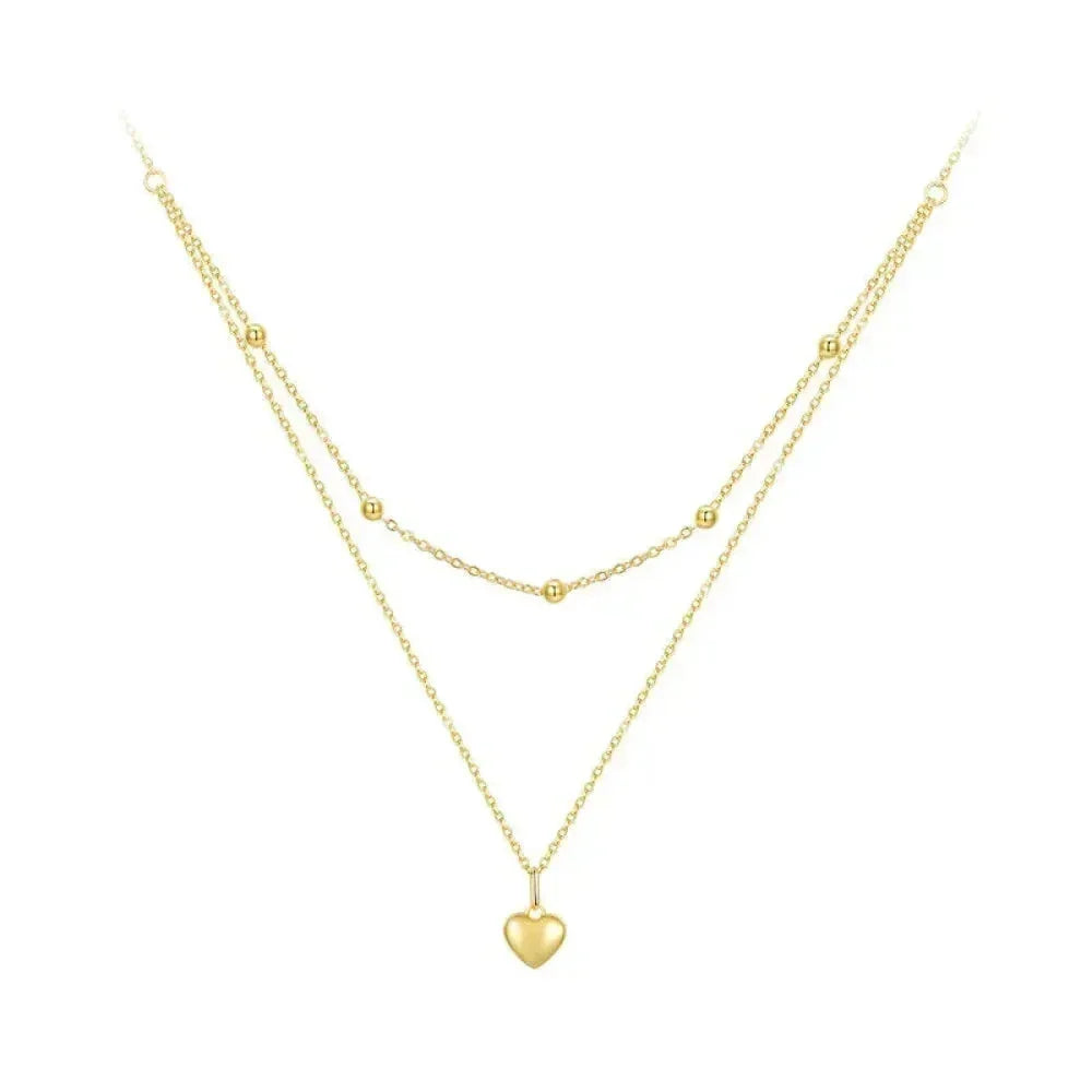 Collier ras de cou avec pendentif double cœur en argent sterling 925