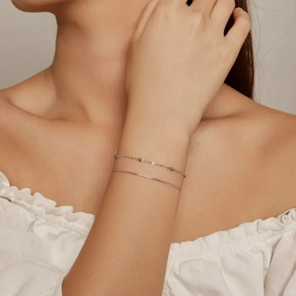 Bracelet à double chaîne en argent sterling 925