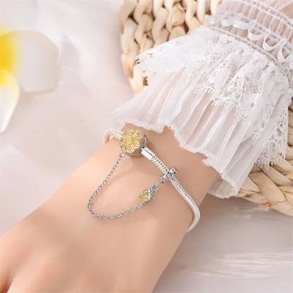 Bracelet jonc marguerite en argent sterling avec zircon cubique jaune