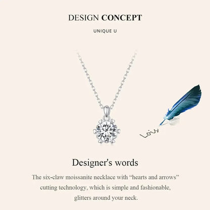 Superbe Collier Pendentif Moissanite 1 Carat | Argent Sterling 925 | Bijoux Fins de Mariage et de Mariée