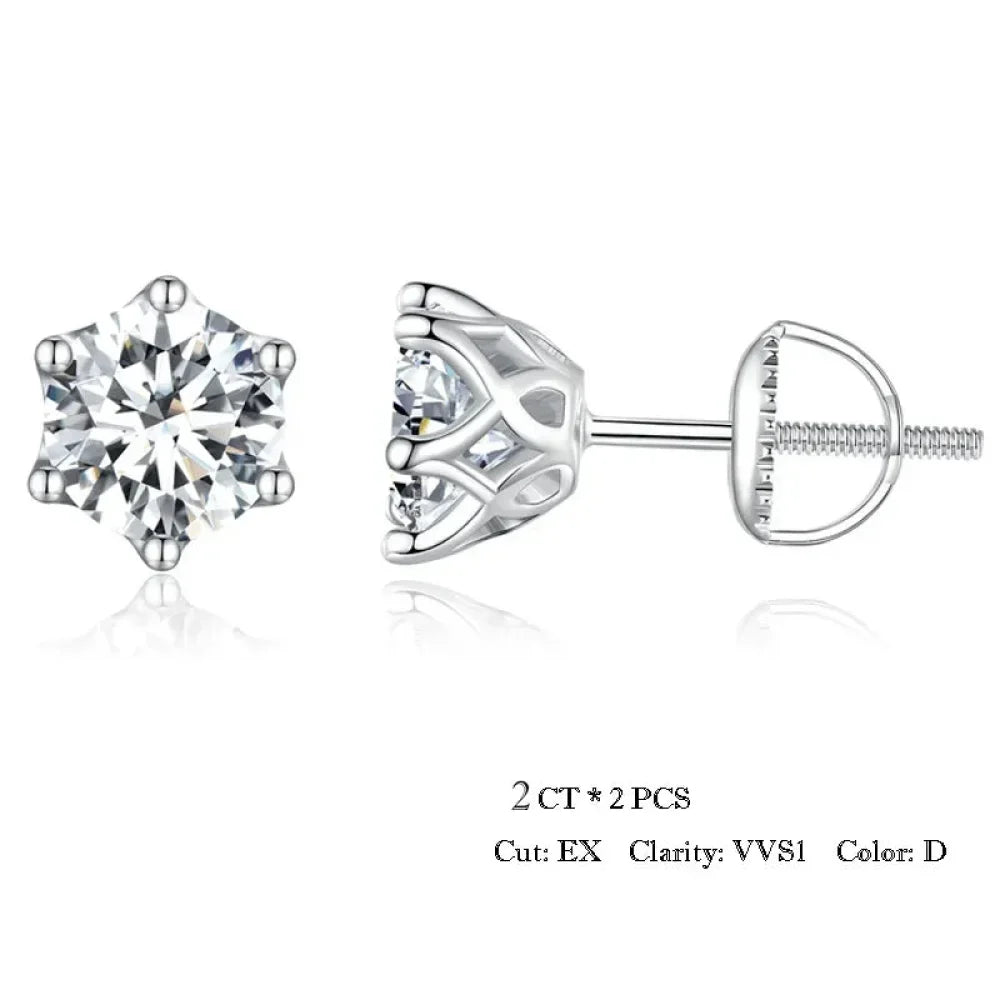 Puces d'oreilles rayonnantes en moissanite | Coupe ronde couleur D, argent 925 plaqué or