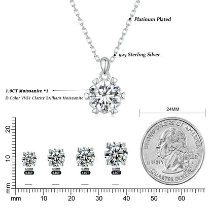 Superbe Collier Pendentif Moissanite 1 Carat | Argent Sterling 925 | Bijoux Fins de Mariage et de Mariée