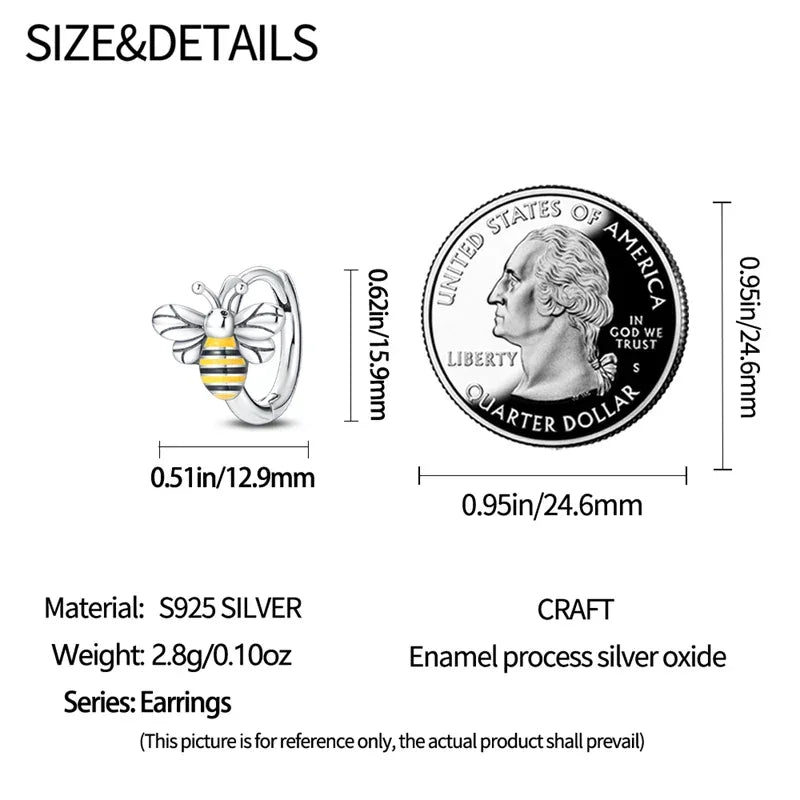 Boucles d'oreilles créoles en argent sterling Dazzling Bee