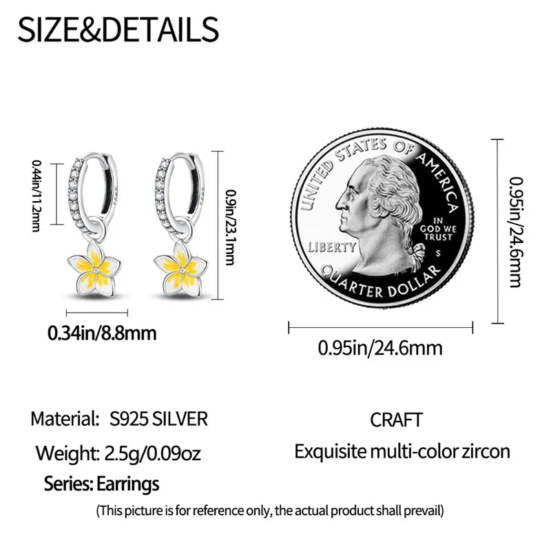 Boucles d'oreilles créoles en argent sterling Plumeria paradis tropical